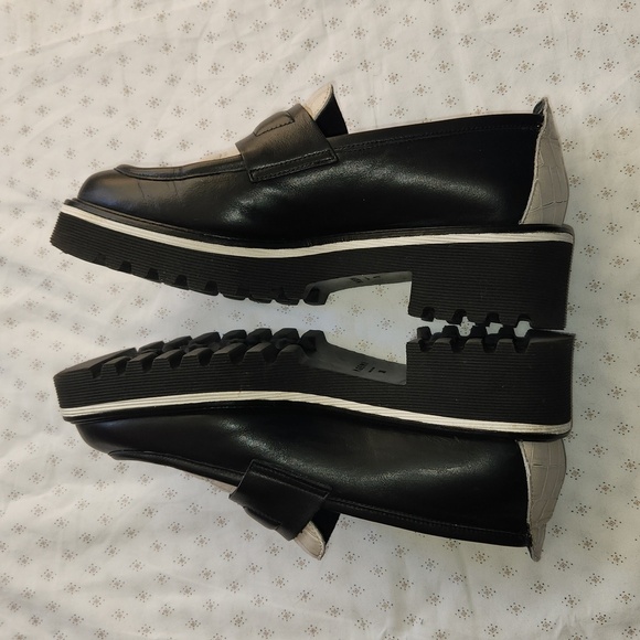 M.Gemi ELSA black/off-white croc embossed loafers sz 38/7.5 - Picture 6 of 13